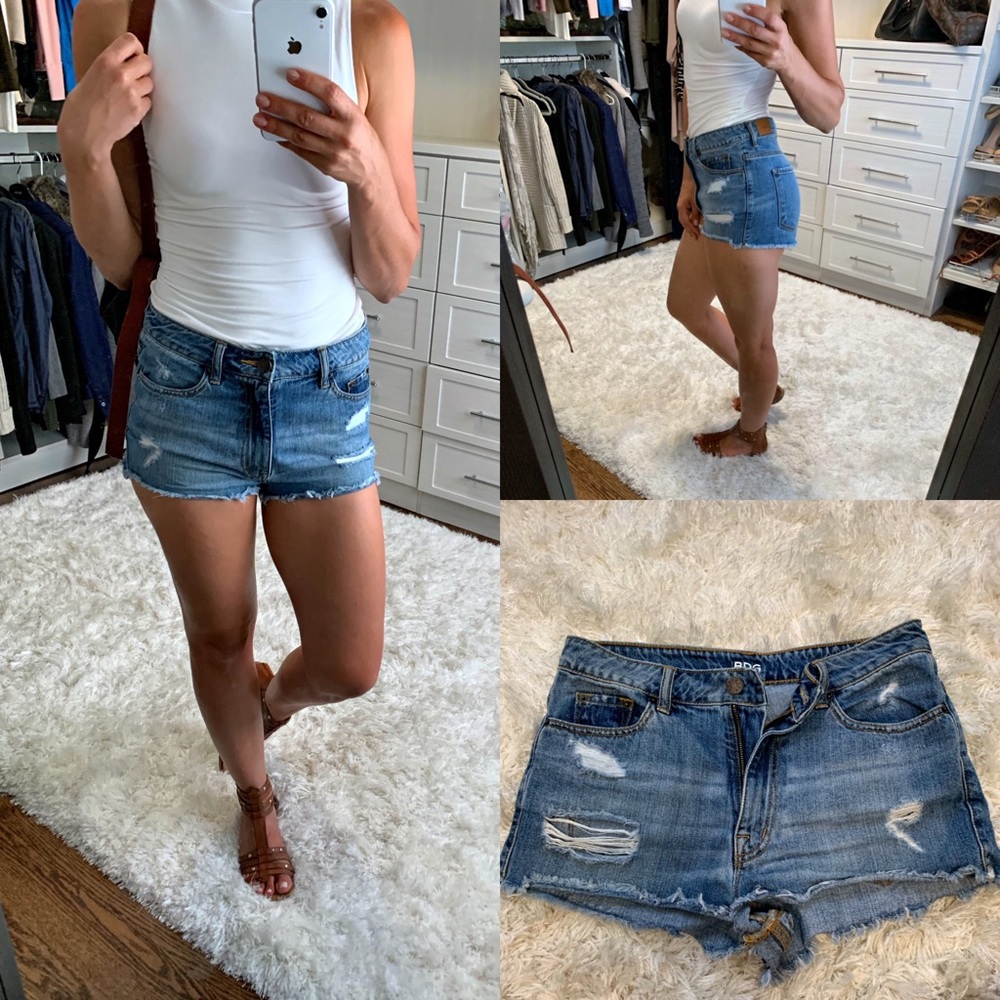 BDG high rise cheeky denim shorts